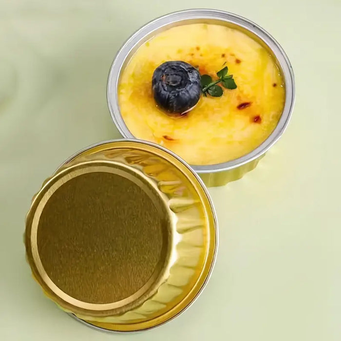100 Pcs Aluminium Foil Pudding Cups with Lids 125 ml 8.7 cm Oven Safe