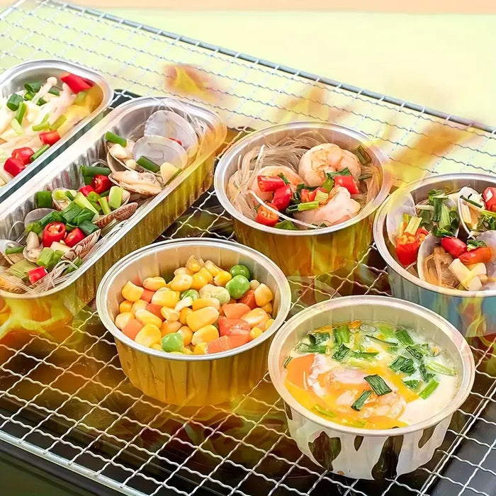 100 Pcs Aluminium Foil Pudding Cups with Lids 125 ml 8.7 cm Oven Safe
