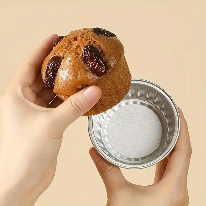 100 Pcs Aluminium Foil Pudding Cups with Lids 125 ml 8.7 cm Oven Safe