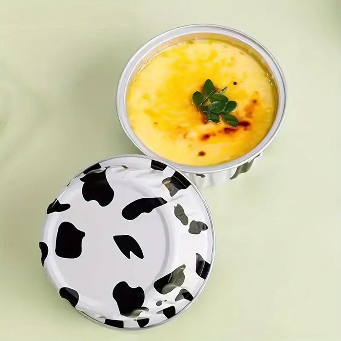 100 Pcs Aluminium Foil Pudding Cups with Lids 125 ml 8.7 cm Oven Safe