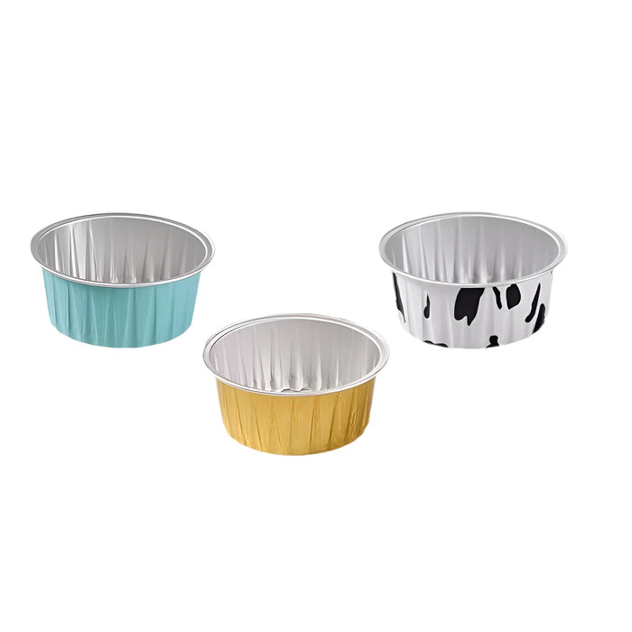 100 Pcs Aluminium Foil Pudding Cups with Lids 125 ml 8.7 cm Oven Safe