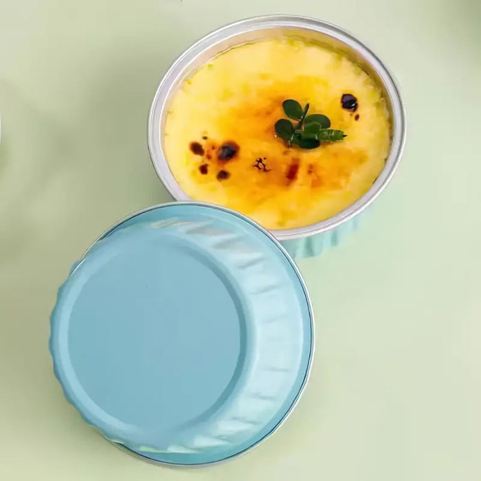 100 Pcs Aluminium Foil Pudding Cups with Lids 125 ml 8.7 cm Oven Safe