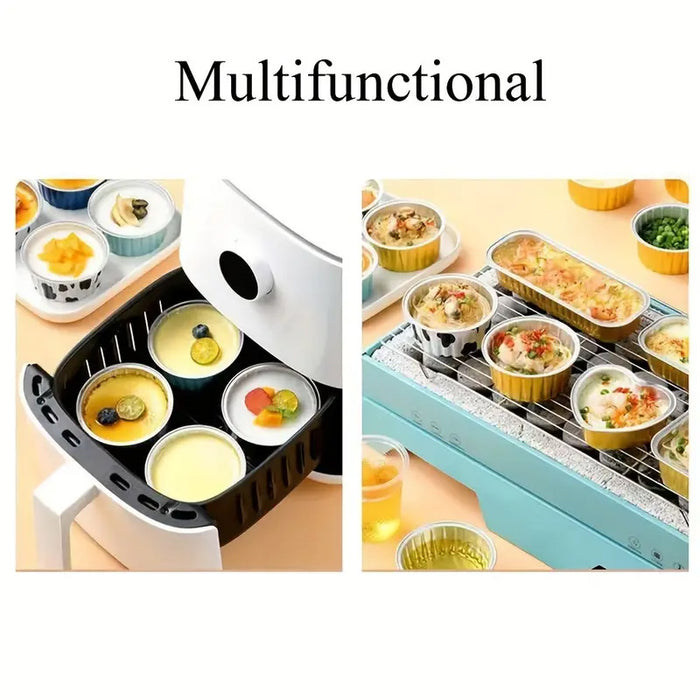 100 Pcs Aluminium Foil Pudding Cups with Lids 125 ml 8.7 cm Oven Safe