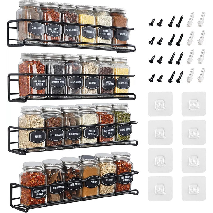 Wall Mounted Spice Rack Carbon Steel Adhesive Or Screw 29cm