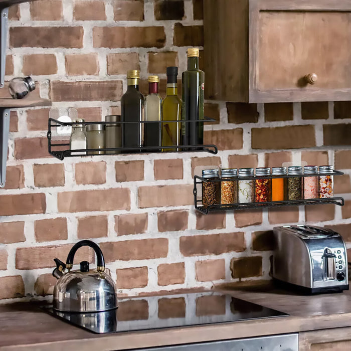 Wall Mounted Spice Rack Carbon Steel Adhesive Or Screw 29cm