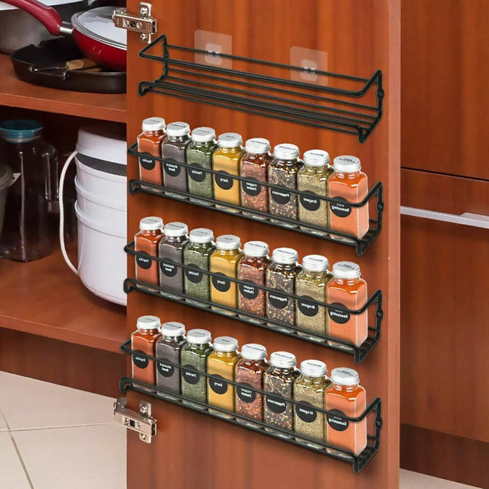 Wall Mounted Spice Rack Carbon Steel Adhesive Or Screw 29cm