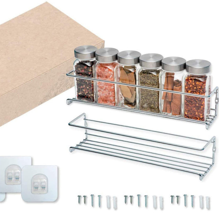 Wall Mounted Spice Rack Carbon Steel Adhesive Or Screw 29cm
