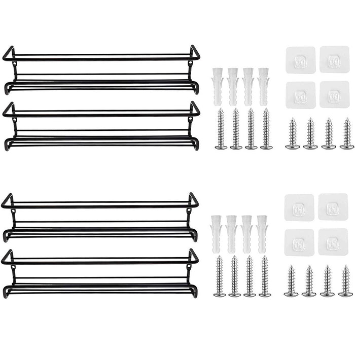 Wall Mounted Spice Rack Carbon Steel Adhesive Or Screw 29cm