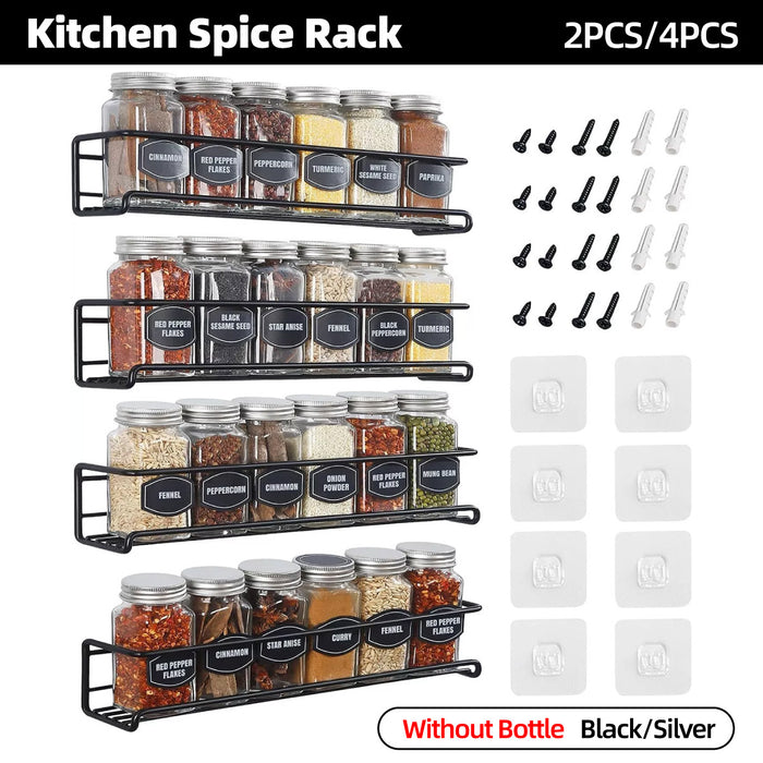 Wall Mounted Spice Rack Carbon Steel Adhesive Or Screw 29cm