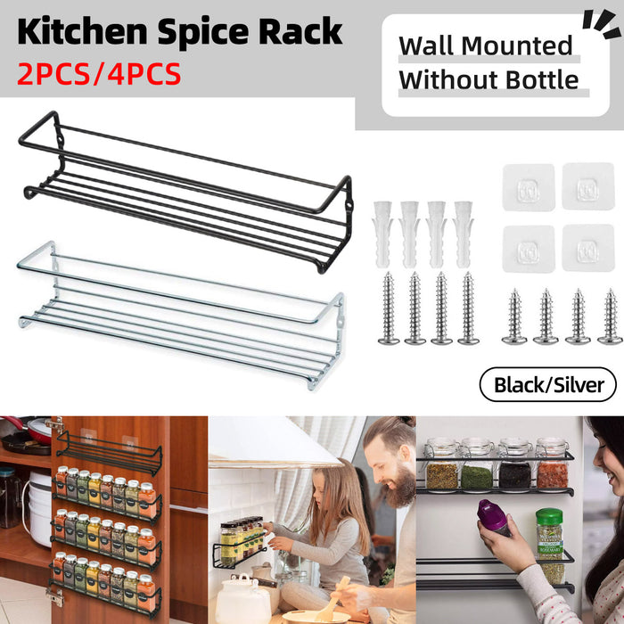 Wall Mounted Spice Rack Carbon Steel Adhesive Or Screw 29cm