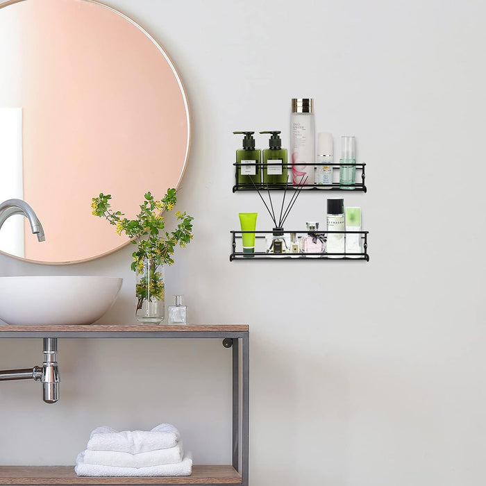 Wall Mounted Spice Rack Carbon Steel Adhesive Or Screw 29cm