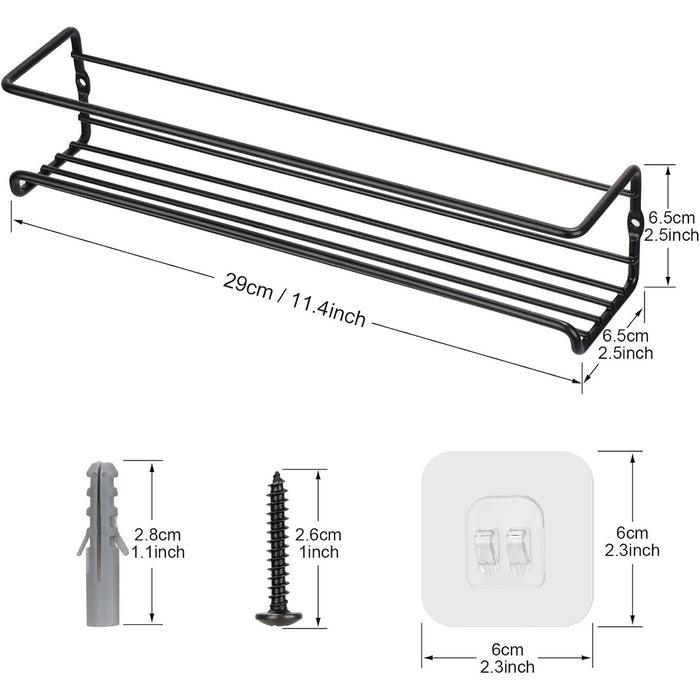 Wall Mounted Spice Rack Carbon Steel Adhesive Or Screw 29cm