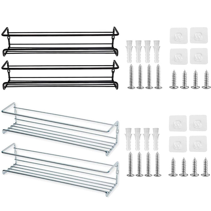 Wall Mounted Spice Rack Carbon Steel Adhesive Or Screw 29cm