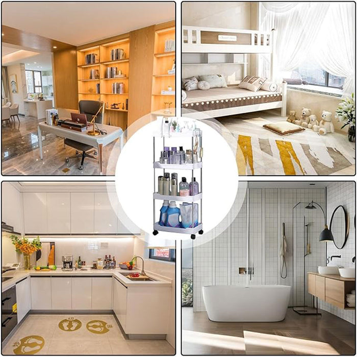 3 or 4 Tier Rolling Storage Cart with 360-Degree Wheels