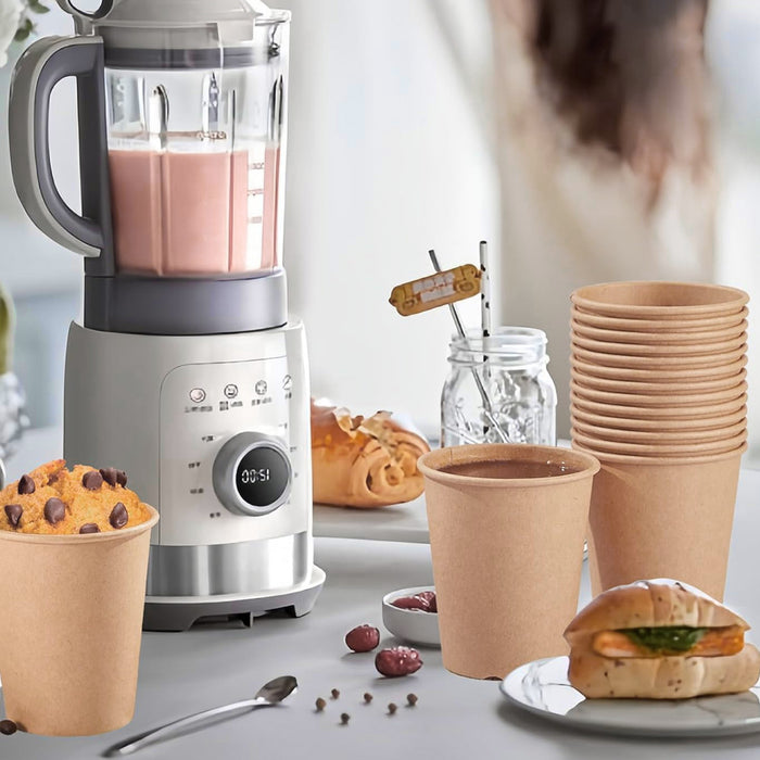 500 Pcs 9oz Disposable Paper Cups Kraft Brown Leak Proof