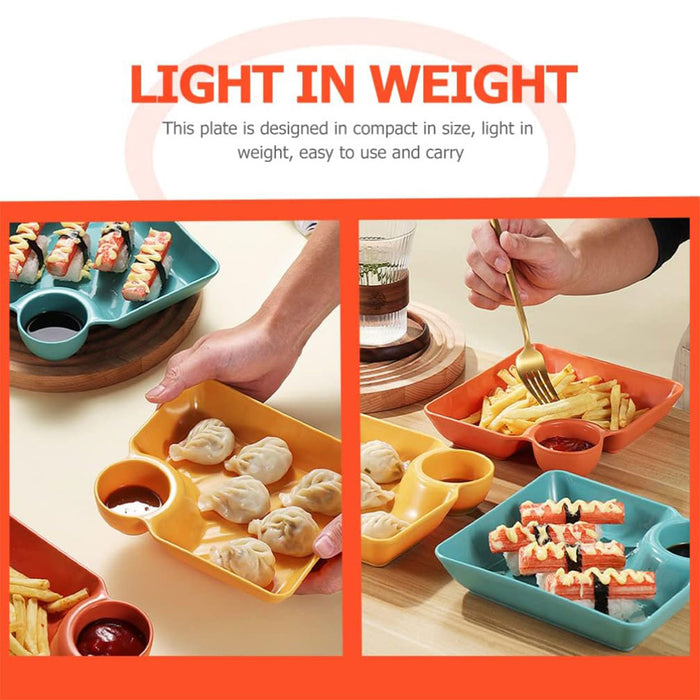 Square Plate with Dipping Tray, 8pcs