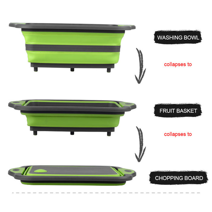Foldable Sink Cutting Board with Draining Basket 42cm