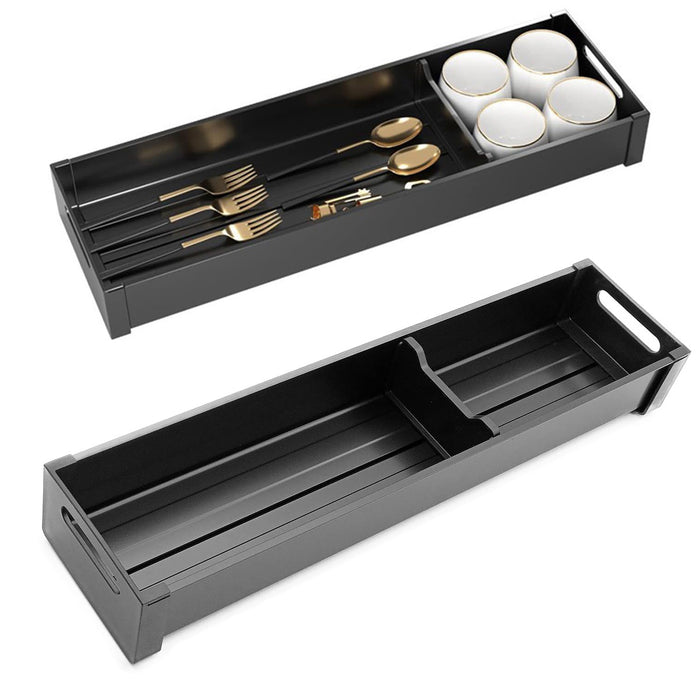 Aluminium Cutlery Tray Black with Adjustable Divider for Drawer