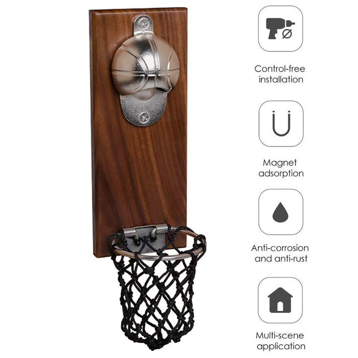 Magnetic Wooden Bottle Opener with Net Sports Design