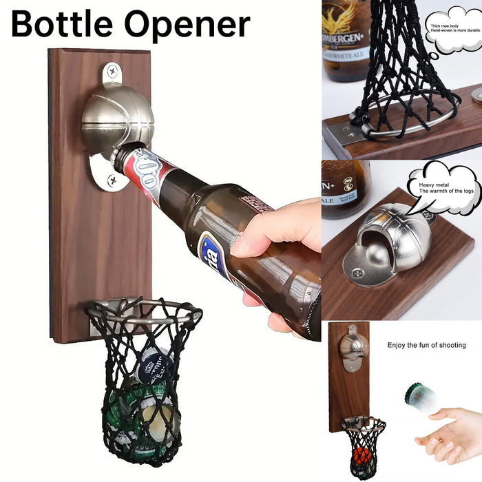 Magnetic Wooden Bottle Opener with Net Sports Design