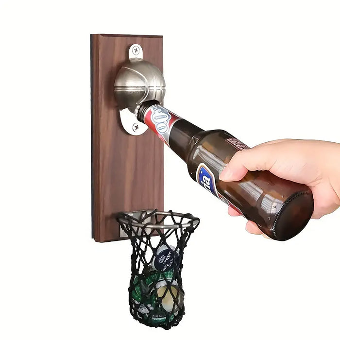 Magnetic Wooden Bottle Opener with Net Sports Design