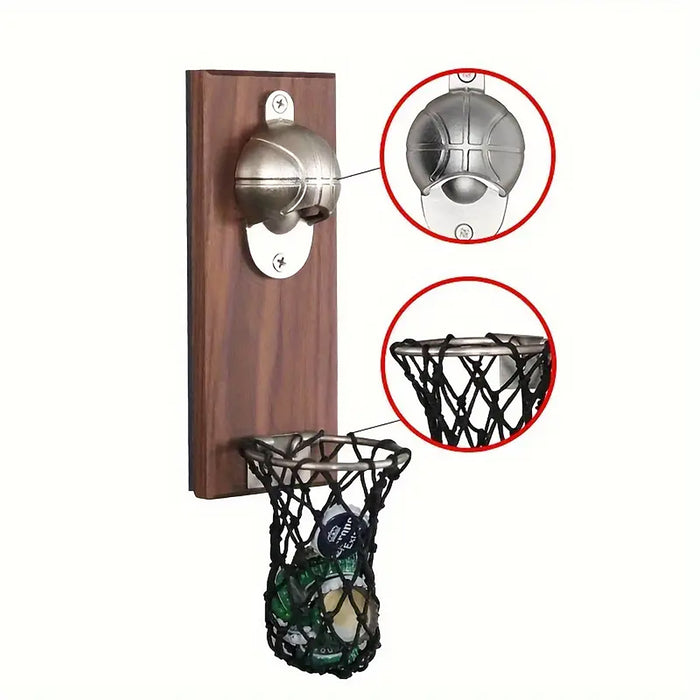 Magnetic Wooden Bottle Opener with Net Sports Design
