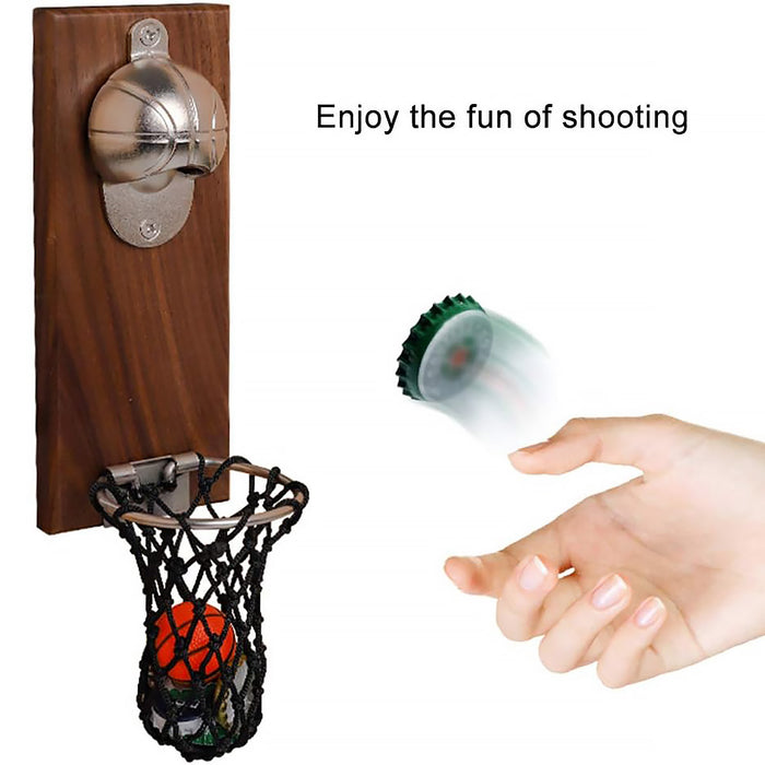 Magnetic Wooden Bottle Opener with Net Sports Design