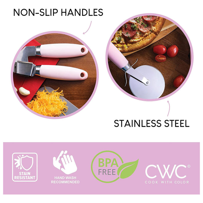 Copper Plated Stainless Steel Kitchen Tool Set of 7, Pink