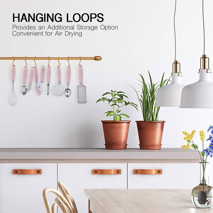 Copper Plated Stainless Steel Kitchen Tool Set of 7, Pink