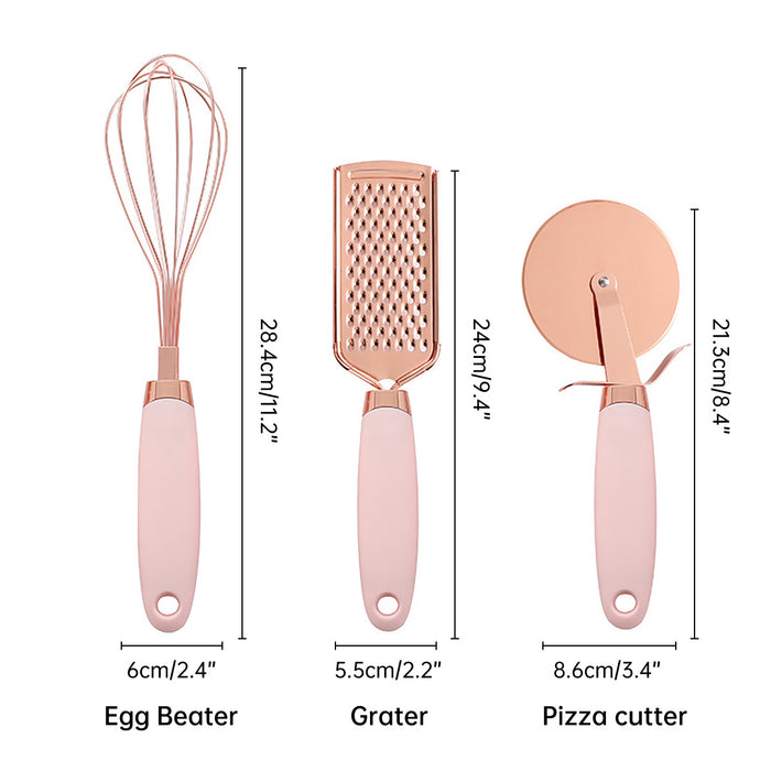 Copper Plated Stainless Steel Kitchen Tool Set of 7, Pink