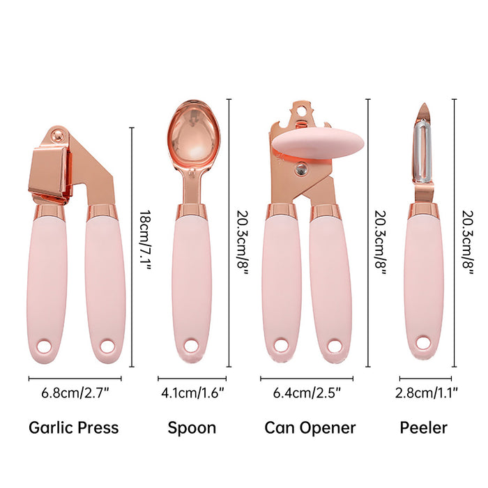 Copper Plated Stainless Steel Kitchen Tool Set of 7, Pink