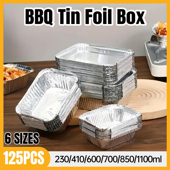 125 Pcs Disposable Tin Foil Pans Quadrate Food Grade for Baking and Grilling