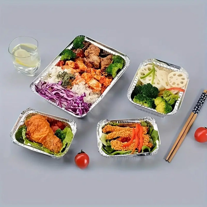 125 Pcs Disposable Tin Foil Pans Quadrate Food Grade for Baking and Grilling