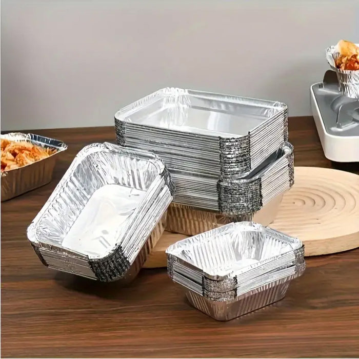125 Pcs Disposable Tin Foil Pans Quadrate Food Grade for Baking and Grilling