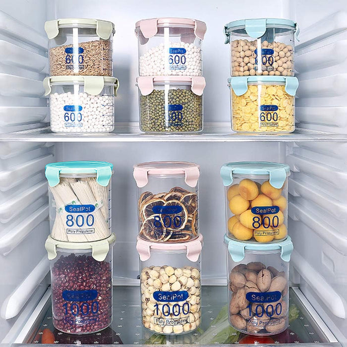 9 Pcs Airtight Food Storage Jars with Snap-Seal Lids