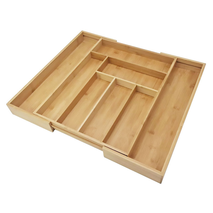 Expandable Bamboo Cutlery Tray Adjustable 32cm to 50cm