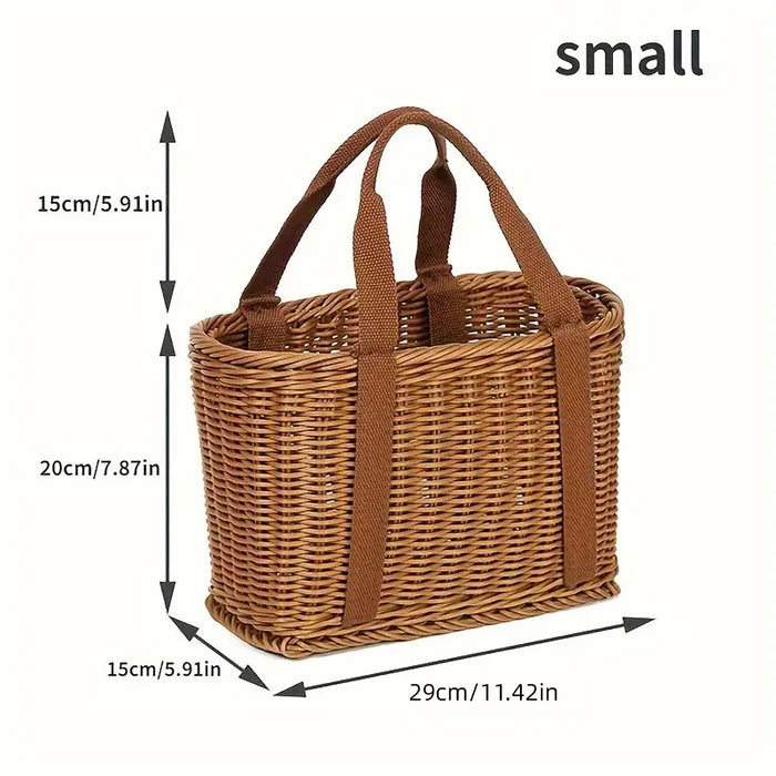 Imitation Rattan Woven Storage Basket with Handles