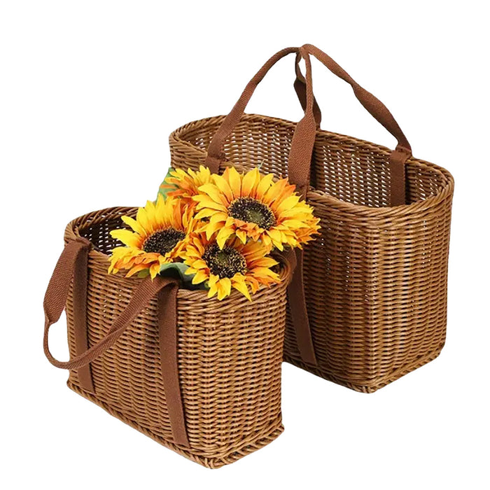 Imitation Rattan Woven Storage Basket with Handles