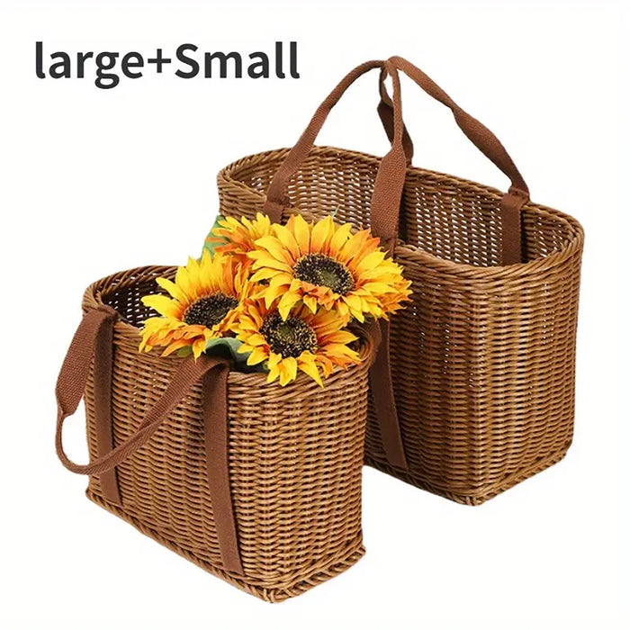 Imitation Rattan Woven Storage Basket with Handles