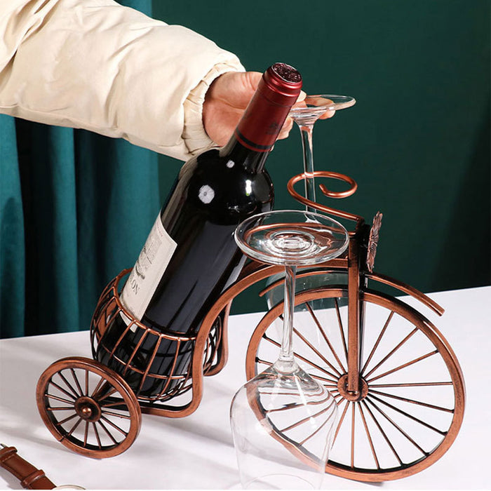 Vintage Tricycle Wine Rack Metal 4 Bottle Countertop Holder