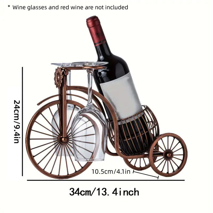 Vintage Tricycle Wine Rack Metal 4 Bottle Countertop Holder
