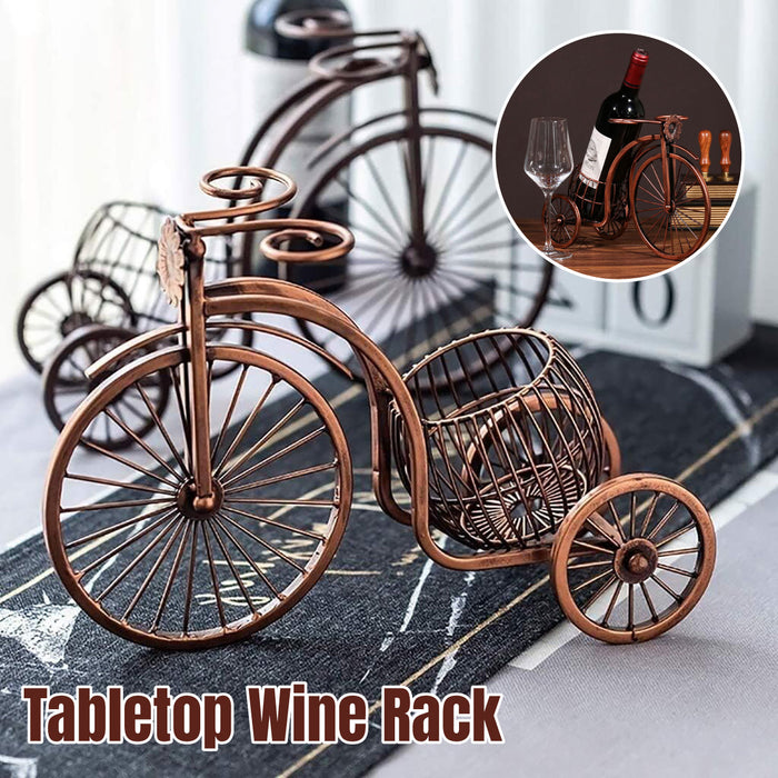 Vintage Tricycle Wine Rack Metal 4 Bottle Countertop Holder