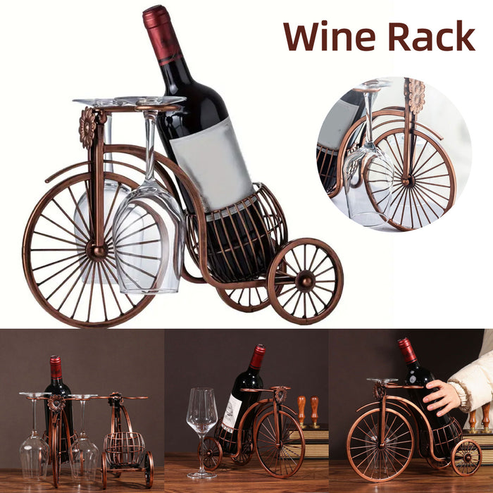 Vintage Tricycle Wine Rack Metal 4 Bottle Countertop Holder