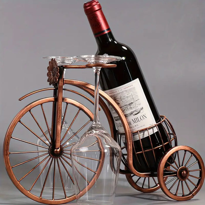 Vintage Tricycle Wine Rack Metal 4 Bottle Countertop Holder