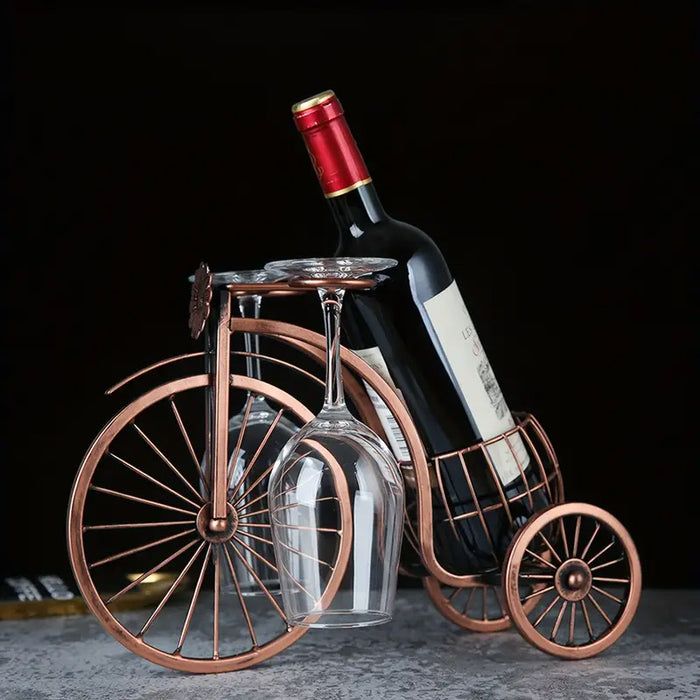 Vintage Tricycle Wine Rack Metal 4 Bottle Countertop Holder