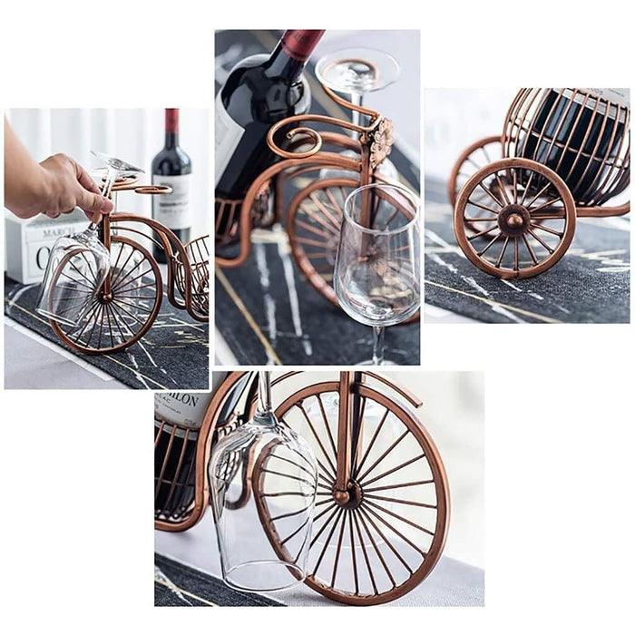 Vintage Tricycle Wine Rack Metal 4 Bottle Countertop Holder