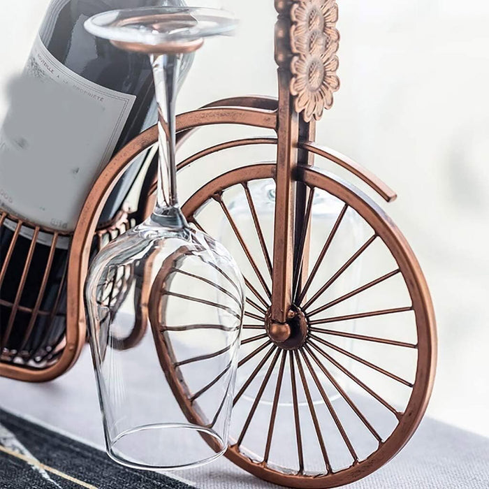 Vintage Tricycle Wine Rack Metal 4 Bottle Countertop Holder