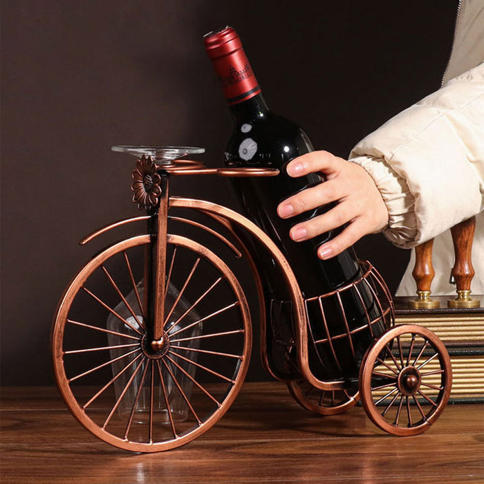 Vintage Tricycle Wine Rack Metal 4 Bottle Countertop Holder