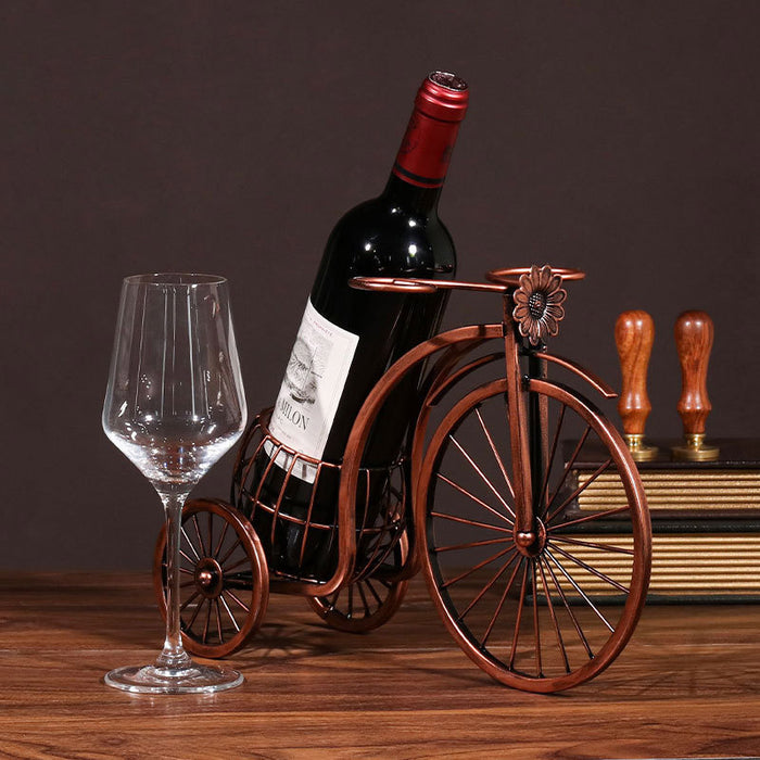 Vintage Tricycle Wine Rack Metal 4 Bottle Countertop Holder