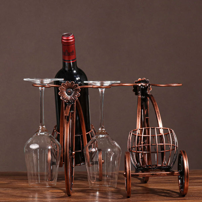 Vintage Tricycle Wine Rack Metal 4 Bottle Countertop Holder